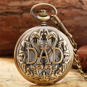 Steampunk Antique Hollow Out DAD Father Watch Relógios de Bolso Analógico Quartzo Masculino Colar Pingente Corrente Presente