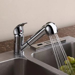 Copper Pull Out Sprayer Kitchen Faucet Stream&Spray 2 Water Mode Single Lever Handle Basin Sink Faucet Hot Cold Mixer Tap