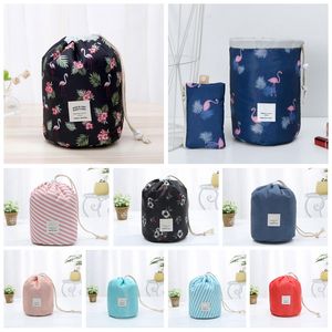 women lazy drawstring cosmetic bag round travel makeup bag organizer make up case storage pouch toiletry beauty kit neceser free