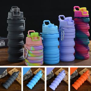 Bollitore portatile da 500 ml Bottiglia d'acqua in silicone retrattile Pieghevole Pieghevole Acqua di caffè Bottiglia Bottiglie da viaggio Tazze Tazze50 pezzi ZC910