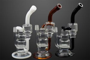 Unique Design HOT SELL Glass Water Bongs Hookahs Cake Honeycomb Perc Percolator Dap Rigs Recyler Bubbler Pipes 9.8inches 14mm Joint