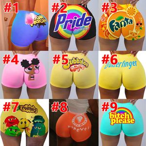 Frauen Sexy Yoga Hosen Schlank Gedruckt Brief Cartoons Enge Shorts Sommer Designer Mini Leggings Mode Party Plus Größe Casual Kleidung ty828