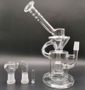 8,7-Zoll-Glas-Recycler-Bong-Wasserpfeifen Inline-Perc-Bent-Typ-Dap-Rig mit 14-mm-Schüssel zum Rauchen von Chicha-Shisha