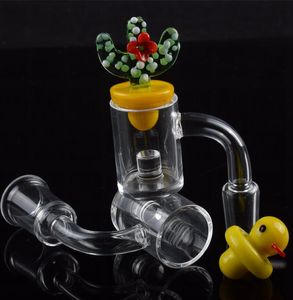 10mm 14mm 18mm Flat Top Reactor Core Gavel 45 90 Quartz Banger Nail Set & Colored Cactus Duck Carb Cap for Oil Rig Bongs