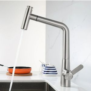 304 Stainless Steel Kitchen Sink Pull Out Faucet Sprayer 360° Rotate Hot Cold Water Mixer Tap Lead-free