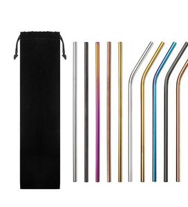 Stainless Steel Colored Drinking Straws 8.5 9.5 10.5 Bent and Straight Reusable Metal Straws Tool 10 colors OD choose Home Party