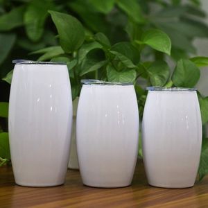 Hot Sale 20 onças sublimação em forma de ovo Tumbler vinho copos de aço inoxidável canecas isolados a vácuo garrafa com tampa e palha