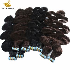 Body Wave Tape in Human Hair PU Weft Hair Extensions Black Brown Color 8-30inch Remy Human Hair Bundles