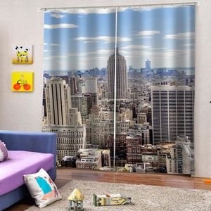 Europe City night scene Curtain Luxury 3D Window Curtain For Living Room building curtains