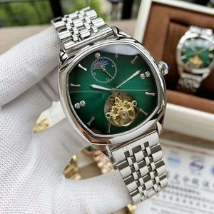 42 mm hochwertige Herrenuhr mit automatischem Uhrwerk, Glasrückseite, voll funktionsfähiges grünes/graues Zifferblatt, 316er-Edelstahlband