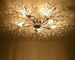 Big Silver Iron K9 Crystal Chandelier Fixture Modern Nordic Tree Branch LED Hanging Ceiling Lamp Lustre Lighting for Living Room