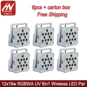 6 CPS電池電源DJ PARは12x18W RGBWA UV 6in1ワイヤレス自由度LED AKKUの上昇の結婚式のWifiリモコンを集める