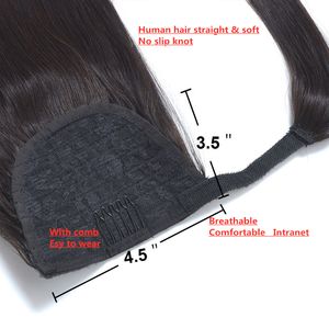 Genius Kvalitet 100% Human Remy Hair Ponytail Horsetail Clips In/On Hair Extension raka v￥g h￥rstr￥n