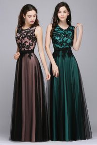 US Warehouse Elegant Black Lace Tulle Prom Dresses Unieke Design Bourgondië Evening feestjurken met Sash Boutique Gelegenheid DDresses