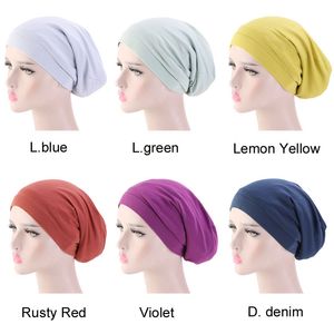 Frauen Baumwolle Turban Hut Muslimischen Hijabs Islamischen Schal Schals Weiche Einfarbig Doppel Schicht Satin Haarausfall Pflege Kappe Kopfbedeckung hut