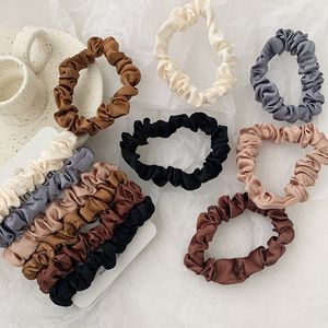 Enkel design och ren färg Chic Hair Rope Stretchy Cloth Band Fabric Style Coil Wholesale 6pcs / set