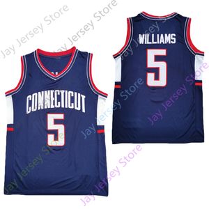 2021 NCAA NCAA Connecticut Uconn Haskies Баскетбол Джерси 5 Williams College Navy Size There Mushi