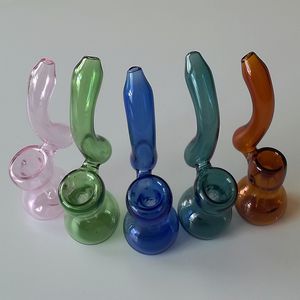 4 Inch Heady Vidro de água de tubos coloridos Mini Bubblers Cachimbos Oil Burner Herb Totacco Cachimbo Mini rosa Rig colher pequena de tubos