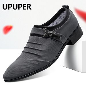 Oxfords Biçimsel Man Ayakkabı CX200731 On UPUPER Büyük Beden 38-47 Düğün ayakkabı erkekler 2020 Moda Sivri Burun Tuval Elbise ayakkabı erkekler siyah Kayma