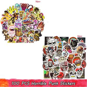 100 Stück Horrible Punk Skull wasserdichte Vinyl-Aufkleber-Set für Teenager und Erwachsene zum Selbermachen von Handy-Laptop-Wasserflaschen-Gepäck-Scrapbook-Fahrrad-Aufklebern