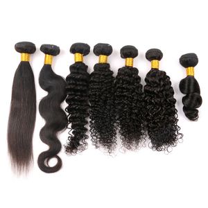 Virgin Brasilian Hair Bundles Weaves Traight Body Wave Deep Kinky Loose 8-40INch Obehandlad Peruan Malaysian Indian Human Hair Extension