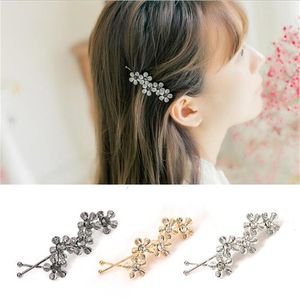 Metall Blume Strass Haarschmuck Pflaume Blumen Haarspange Mädchen Haarnadeln Süße Hochzeit Kopfbedeckung Silber Gold Haarspange