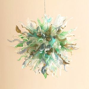 Art Deco Pendant Lamps Mouth Blown Glass Chandelier Lighting, Spheres ,Spirals, Leaf, Twists Shape Decoration Pendant-Light Fixtures Multi Color Indoor Lights-Z