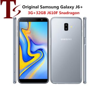 改装されたオリジナルのSamsung Galaxy J6 Plus 2018th J610F 3G RAM 32GB ROMデュアルバックカメラクアッドコアロック解除4G LTE携帯電話1PC