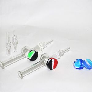 narghilè Tubi a mano in vetro con punte al quarzo da 10 mm 14 mm Keck Clip Contenitore in silicone Kit di recupero per fumatori