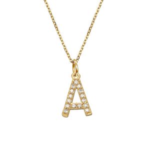 Små läcker initialer halsband a - z charm med strass diamant inlägg för kvinnor flicka bästa vän smycken gåva koppar material guld silver färg