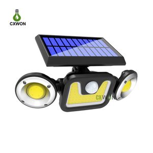 Solar Garden Light 83 COB PIR Czujnik ruchu 3 Tryby Mount Lampa Regulowana Podwójna głowica Lampy światła