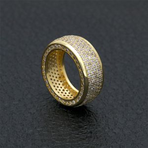 Moda Hiphop Rapper Pierścień Dla Mężczyzn Hip Hop Złote Srebrne Pierścienie Bling Cubic Cyrkonia Męskie Diament Ice Out Jewelry