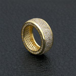 Fashion Hiphop Rapperring för män Hip Hop Guld Silver Ringar Bling Cubic Zirconia Mens Diamond Ice Out Smycken