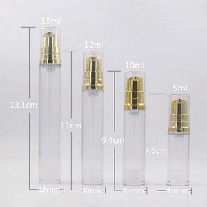 15ML 12ML 10ML 5ML Clear Airless Lotion Pump Bottle Emtpy Riutilizzabile bottiglia di crema per le mani Con pompa per lozione Contenitore LX2440