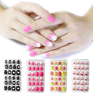 24 pcs in 1 Pack Press On Children Cartoon False Nail Tips Colorful Full Cover Kid Fake Nail Art For Little Girls/Adults