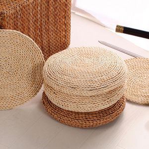 Natural Pouf Round Hand-made Weaving Natural Straw Cushion Meditation Pillow Soft Floor Yoga Chair Seat Mat Tatami Window Pad306L