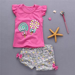 Kinder Mädchen Sommer coole Tank-Outfits 6m 12m 2T 3T Kleinkind Kinder Baby Mädchen Outfits Baumwolle T-Shirt + Shorts Hosen Kleidung süßes Set