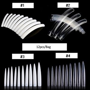 Tamax Naf004 12PCS Falska naglar Tips Akryl UV Gel Manicure Artificial Superr Length Fake Nail Art Tool