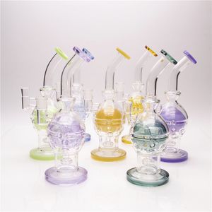 Цветной череп Prec Glass Bong Dab Rig Курительная трубка Recycler Нефтяная вышка Кальяны с 1 прозрачной чашей Подарите 1 кварцевую сосиску в подарок