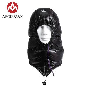 Aegismax 겨울 800fp 거위 아래로 모자 슬리핑 가방 액세서리 남성용 야외 여행 캠핑 모자 후드 초경량 하이킹