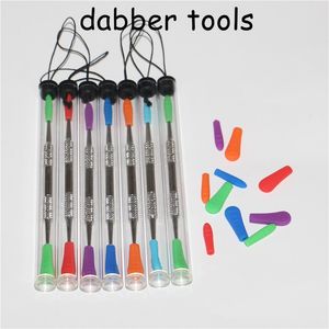 Wholesale steel pipes and tubes resale online - 100pcs Wax dabbers Dabbing tools with silicone tips mm smoking glass dabber tool Stainless Steel Pipe CleaningTool and Plastic Tubes free DHL