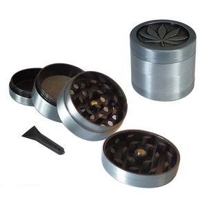 New design Metal Herb Grinder 4 layers Cheap Tobacco herbal Grinders Magentic with Pollen Catcher Scraper Gray Color smoking