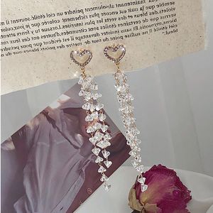 Korean Face Thin Earrings Women Long Temperament High Sense Crystal New 925 Silver Needle Earrings Wholesale