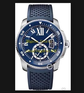 Relógio masculino Calibre De Black Roman Dial 42mm Aço W7100056 W2CA0004 WSCA0011 Pulseira de borracha Automático Moda Relógios masculinos Relógios de pulso