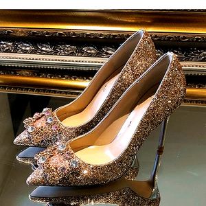 Fashion Women Shoes High Heels Gold Silver Red Gorgeous Rhinestone Sequined Bridal Wedding Shoes Size 34 To 41 Tradingbear