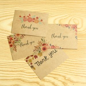 Kraft Paper Single Page Thank You Card Message Greeting Cards Wedding Birthday Party Flower Shop Without Envelope