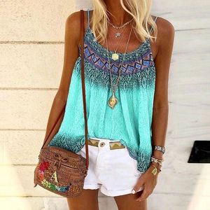 Sexy Women 2020 Summer Casual Beach Befree Boho Stampato con cinturino floreale Canotte senza maniche Camicia da donna femminile Camis