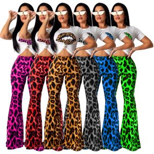 pants Spot 2023 European spring and summer fashion sexy leopard lips printed bell-bottom two-piece suit support mixed batch