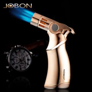 JOBON Powerful Triple Torch Lighter Cigar Pipe Jet Turbo BBQ Lighter Free Fix Fire Windproof Spray Gun Metal Gas Lighter 1300 C