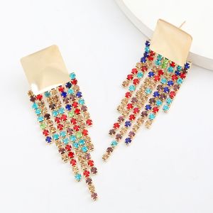 2020 Summer Fashion New 3 Color Long Rhinestone Tassel Personalized Dinner Temperament Earring Accessories Hot Sale